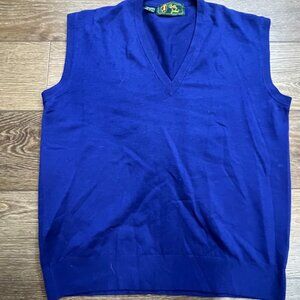 Bobby Jones Men's 100% Wool Sweater Vest, Golf, Italian Wool Blue, Sz M V-Neck